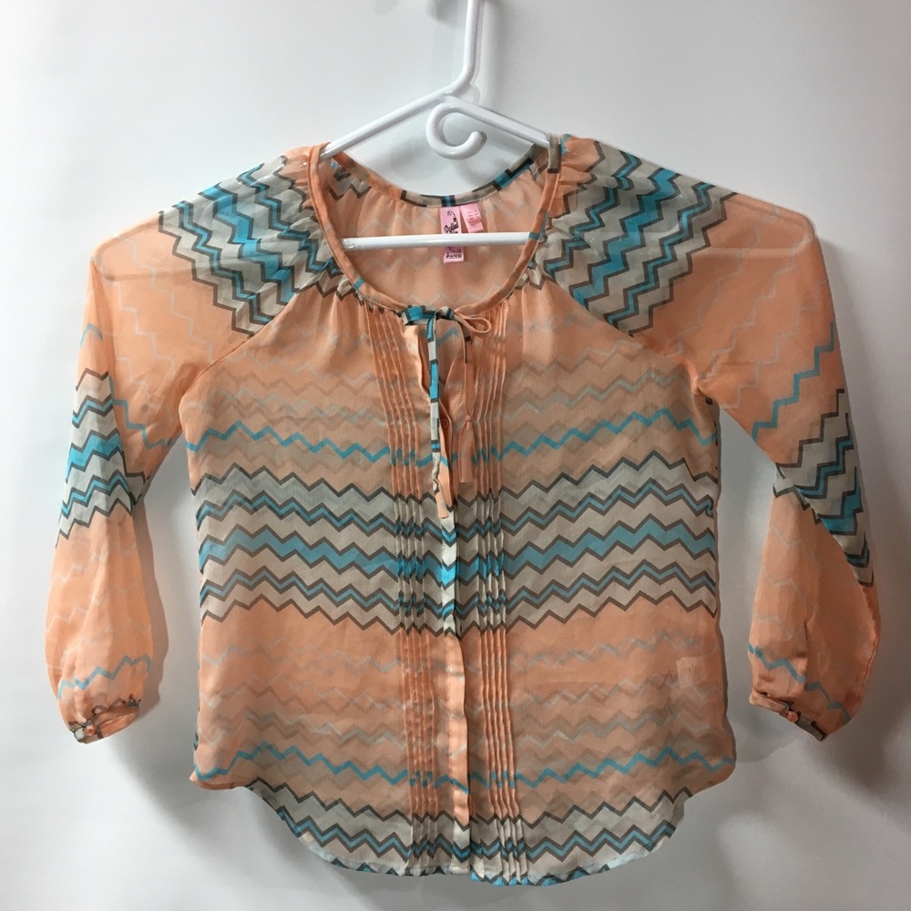 FANC Womens shear blouse size S orange multi‎